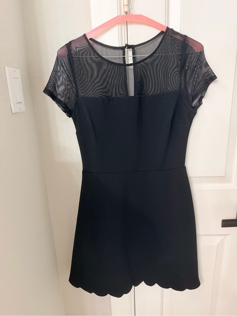 B. Darlin Black Mesh Illusion Fit & Flare Cocktail Dress Size 7/8 Small Size